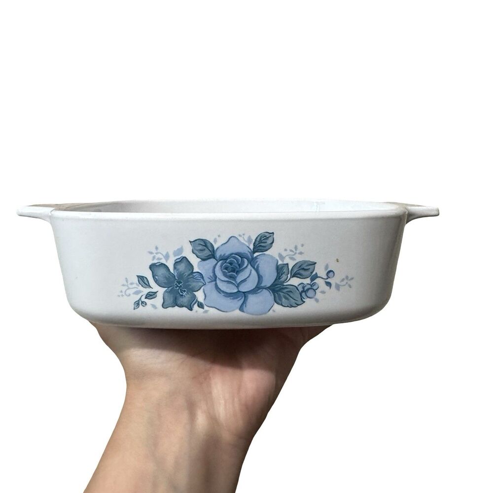 Vintage Corning Ware Blue Velvet Rose A-1-B 1 Qt Casserole Dish‎ No Lid USA